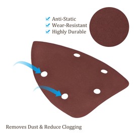 Kozelo 25pcs Mouse Sander Detail Sandpaper - [1200 Grit, 3.5" x 5.5"] Triangle Hook and Loop Assorted Sanding Pads Sheet for Wood Furniture Polishing Use | 5 Hole, Aluminum Oxide