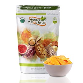 Anna and Sarah Dried Organic Mango, No Sugar Added, No Preservatives, Al-Natural, Premium Quality in Resealable bag 8 Oz