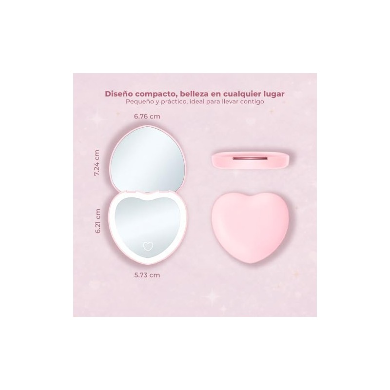 Claylal Professional Espejo de Bolsillo con Luz LED para Maquillaje