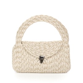 Straw Clutch Purse for Women, Small Summer Jute Handbag, Beachy Vacation Raffia Bag, Woven Resort or Coastal Purse - Cream, Beige