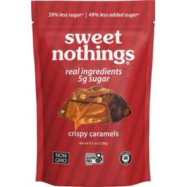 Sweet Nothings Crispy Caramels | 5g Sugar | Certified Gluten Free, Non-GMO | No Palm Oils | No Sugar Alcohols | No Soy | Pack of 3 Pouches