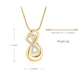memorial jewelry Infinity Love Urn Pendant Stainless Steel Snake Chain Cremation Jewellery for Ashes for Women Free Filling Tools Included, Stainless Steel, No Gemstone