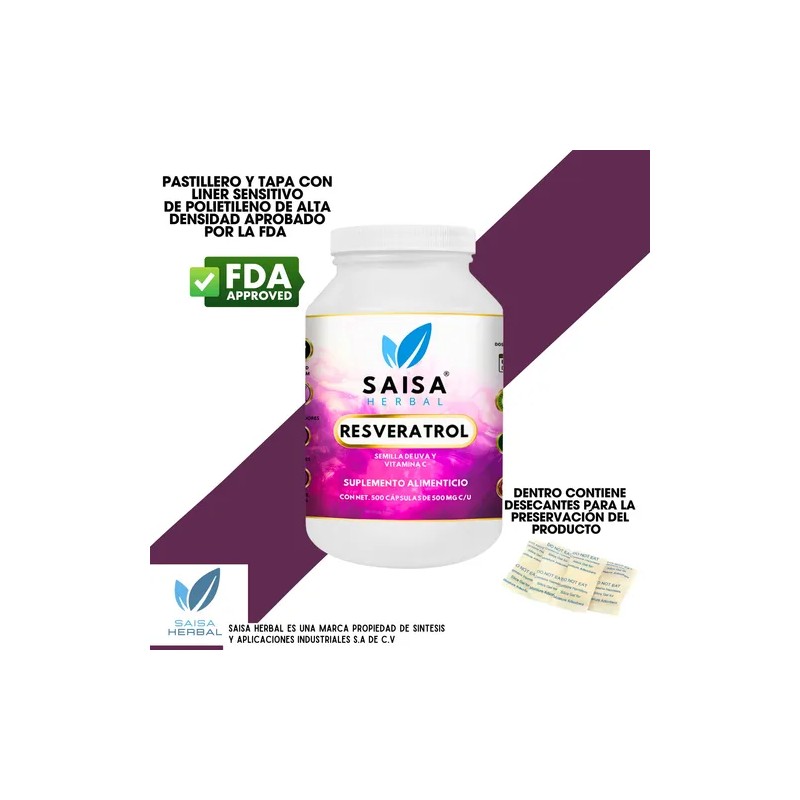 Resveratrol 500 Cáp Semilla De Uva Y Vitamina C Saisa