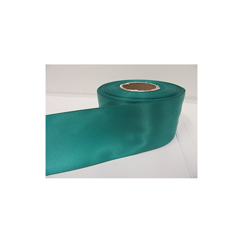 2 metres of 50mm Satin Ribbon Jade Dark Green Double