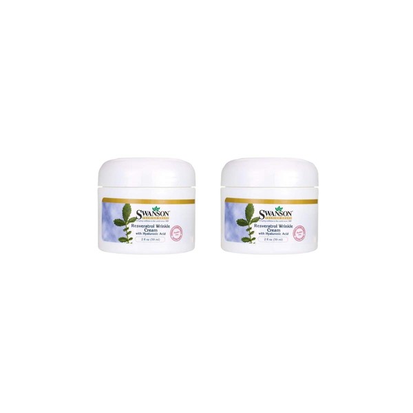 Swanson Resveratrol Wrinkle Cream with Hyaluronic Acid 2 fl oz Cream 2 Pack