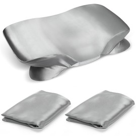 Pack of 2 Satin Pillowcases for Memory Foam Pillows, 40 x 60 cm, Smooth & Soft with Invisible Zip, Grey