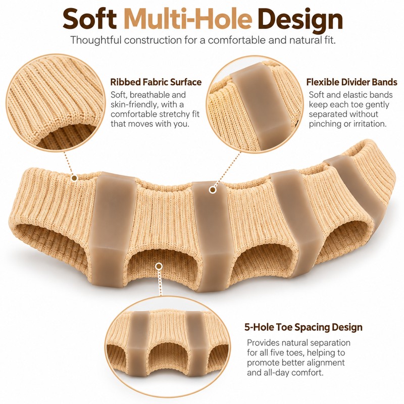 Silicone Toe Separator for Everyday Foot Care – Reusable 3-Hole