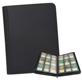G Gorgeous Trading Cards, 9 Pocket Files, Large Capacity, Holds 360 Sheets, Zipper Type, Made of PU Leather, Waterproof, Scratch-Resistant, Black, Black, Available in All Sizes of Domestic TCG
