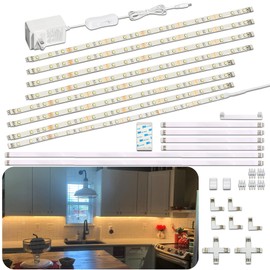 WOBANE Under Cabinet Lighting Kit,8PCS 12 inch Led Light Bars,Under Counter Lights for Kitchen,Cupboard,Desk,Bookcase,Shelf,Showcase Display,DIY Tape Light,Variety Connectors,1200lm,2700K WarmWhite