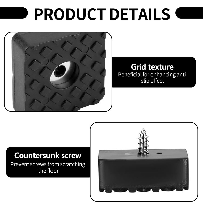 Pack of 20 Square Rubber Feet, Screwable, 30 x 30