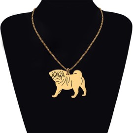 YAYAKO Stainless Steel Golden Retriever Dog Necklace Chain Pendant 18K Gold Necklace Dog Gifts for Dog Lovers Women Girls (Gold Pug Necklace)