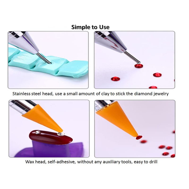 2 Pieces Rhinestone Picker Dotting Pen Anlising Dual Ended Nail