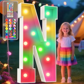 Ledido 4FT Marquee Light Up Letters, 34 Colors Changing Marquee Letter 4 Feet Tall with Remote, Big Letters for Party Wedding Graduation Birthday Decorations, Large Light Up Letter N