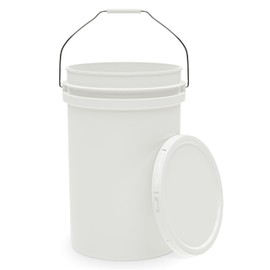 6.5-Gallon White Bucket Pail Container with Lid | Food Grade | Heavy-Duty 90MIL Extra Durable | Metal Handles with Plastic Grip for Easy Carrying | Multi-Use | Easy Stack and Store | BPA Free - 1 Pack