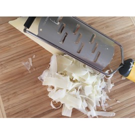 SimSim Profi HOBEL superscharfer Parmesanhobel - Edelstahl - gelber Griff - spülmaschinengeeignetes Küchenwerkzeug - Reibe -