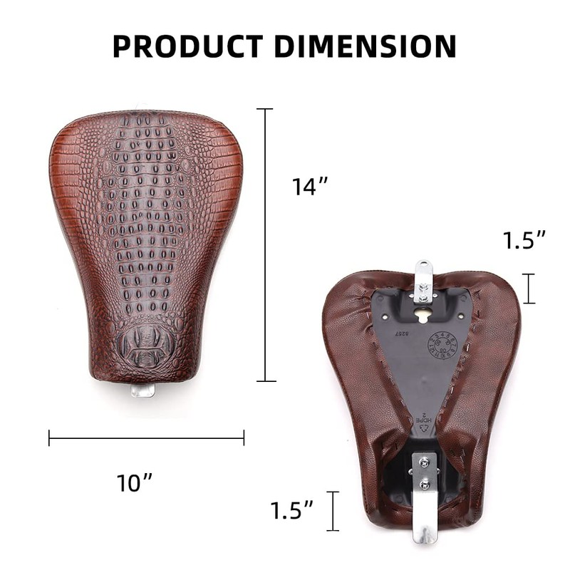 DREAMIZER Motorcycle Crocodile Brown Driver Solo Seat Soft Front Cushion