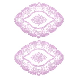 sourcing map 2Pcs Retro Lace Placemats, French Crochet Doilies Oval Embroidered Hollow Cup Vase Table Mat for Dining Table Kitchen Party 11x9inch, Purple