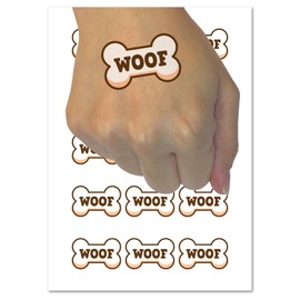 Woof Dog Fun Text Temporary Tattoo Water Resistant Fake Body Art Set Collection - 54 1" Tattoos (1 Sheet)