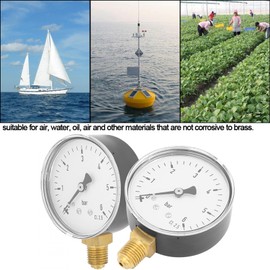 Wakects 1/4 Inch NPT 0-6 Bar Hydraulic Air Pressure Gauge Side Mount Pressure Gauge Fuel Air Water Pressure Gauge Measuring Tools