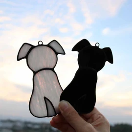 BOXCASA Pet Dog Memorial Gifts Stained Glass Window Hanging Decoration,Bereavement Remembrance Dog Suncatcher Gifts for Dog Lovers,Placed Indoors Loss of Dog Sympathy Gifts