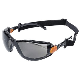Sellstrom Flexible Safety Glasses, Indoor/Outdoor Hard-Coating, Adjustable Temple (Qty 1), Fire Resistant Cloth Strap, Ballistic Rated, Meets U.S. Military Standard, Black/Orange, S71912
