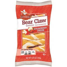Cloverhill Bear Claw Strawberry Cheese Danish, 4.25 Ounce - 36 per case.