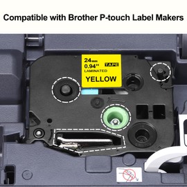 3-Pack Upwinning 24mm Yellow Label Replacement for Brother TZe-651 TZe651 AZe-651 24mm, Black on Yellow Laminated Labelling Tape Cassette for Brother P-Touch D600 P700 P750W 2430 E550W Labeller