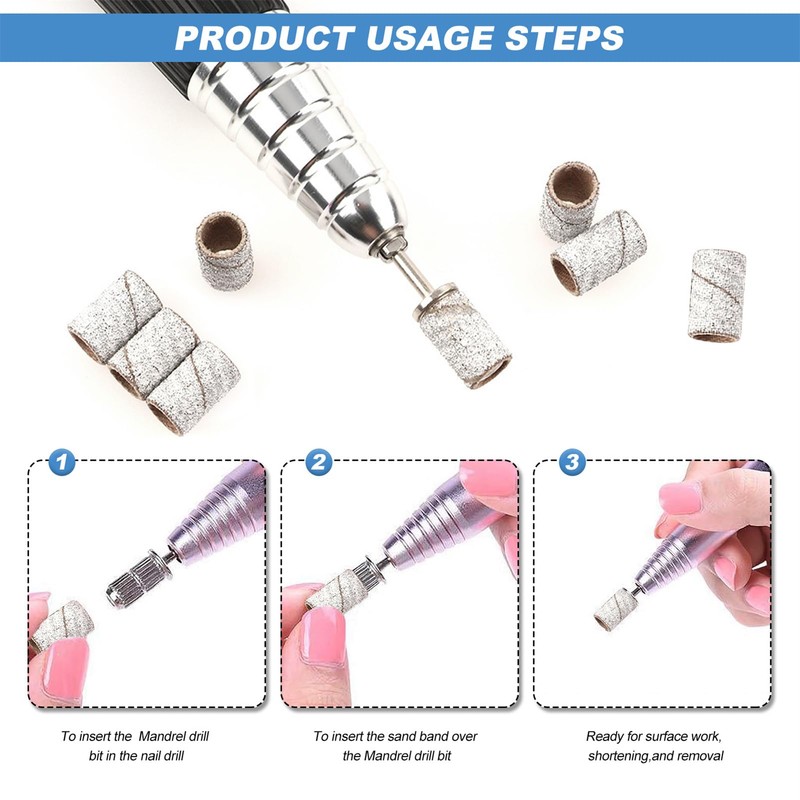 Sanding Sleeves Nail Cutter 240 Grit Sanding Caps Nail Sanding