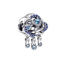 Lkwidi Charm Family Heart Animal Charm Pendant 925 Sterling Silver Charm Bead Pendant for European Bracelets and Necklaces, Silver, Cubic Zirconia