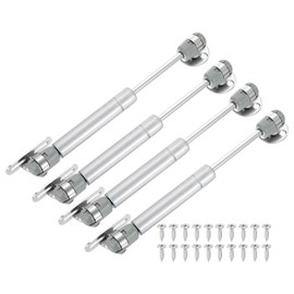sourcing map 4Pcs Lid Support Hinges, 6 Inch 30N Gas Struts Soft Close Folding Lid Stay Hinges Lift Support Slow Lowering Pneumatic Lid Buffer for Cabinet Closet Wardrobe, Silver