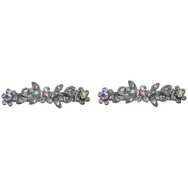 Set of 2 - A Pair - Hair Barrettes Small French Clip Barrette Sparkly Crystals 1366-crystalPair