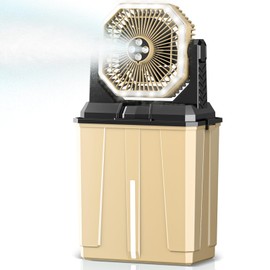 Coolice Camping Bucket Misting Fan 8L Water Tank, 24000mAh Outdoor Misting Fan with 2 Spray Modes & 3 Speeds, 3-speed LED lights Floor Cooling Fans, Portable Camping Fans for Patio, Garden, Worksite