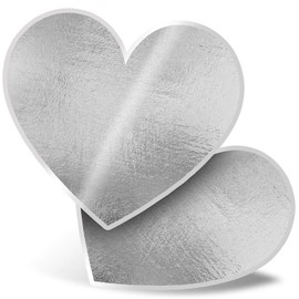 2 x Heart Stickers 7.5 cm - BW - Rose Foil Copper Colour Shimmer Fun Decals for Laptops,Tablets,Luggage,Scrap Booking,Fridges, #43458