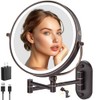 IMIKONA 9" Wall Mounted Lighted Makeup Mirror,4000mAh Rechargeable Double Sided