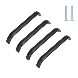 HY HUIJUN Pack of 4 Kitchen Handles, Aluminium Arch Handles, Wardrobe Door Handles, Dressing Table, Cabinet, Furniture Handles, Black for Kitchen Bathroom Drawer