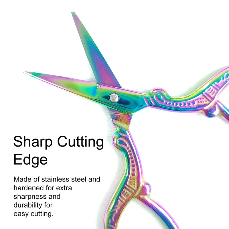 Jaasuee 3.57 Inch Mini Rainbow Scissors, Sharp Stainless Steel Embroidery