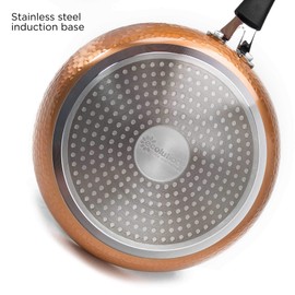 Ecolution Impressions Hammered Nonstick Frying Pan, Dishwasher Safe Cookware with Riveted Stainless Steel Handles, 12-Inch, Copper
