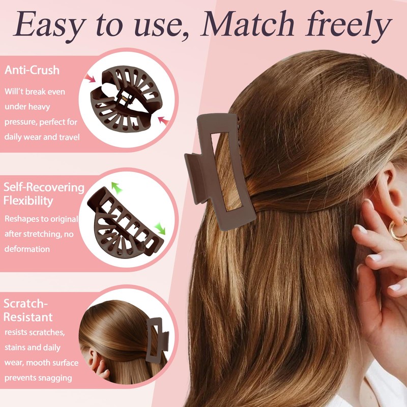 JIRIS Soft Silicone Flexible 2PCS 4.13in Hair Claw Rectangle Bendable