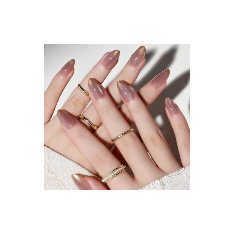 GLAMERMAID Uñas postizas de gel suave y brillante estilo francés