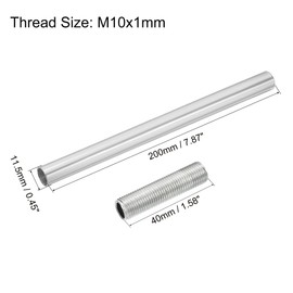 MECCANIXITY Threaded Extension Rod, 7.87" Lamp Pipe with Connector Light Fixture Parts for Pendant Light Island Lighting Chandeliers Stems, Silver 2 Set