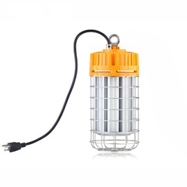 DLG GRP 100w LED Temporary Work Light for Construction Sites - 100-277VAC, 5000k Daylight, Durable Portable Linkable Job Site Lighting with Hook for Job Site,Workshop Area Lighting (100w)