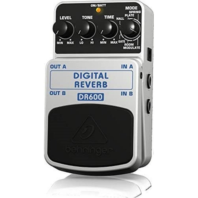 Behringer DIGITAL REVERB DR600 Digital Stereo Reverb Effects Pedal, Silver