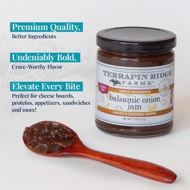Terrapin Ridge Farms Balsamic Onion Jam, Rich Caramelized Flavor, Vegan & Gluten Free – 11 oz Jar