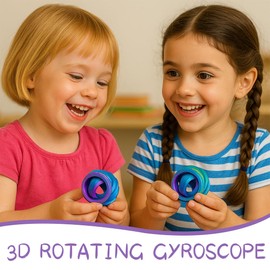 VEOIRXU Pack of 2 Fidget Toy, Fidget Hand Spinner Toy, 3D Spiral Design Finger Toy, Sensory Fidget Toys, Anti-Stress Toy for Children Adults (Rainbow and Purple)