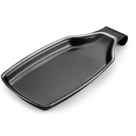 Black Stainless Steel Spoon Rest for Kitchen Stove Top, Herogo Large Cooking Utensil Spatula Ladle Holder with Square Bottom, Home Accessories for Kitchen Countertop, Heavy Duty, Dishwasher Safe