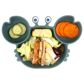 Qshare Toddler Plate, Portable Baby Plates for Toddlers and Kids, BPA-Free Strong Suction Plates for Toddlers, Dishwasher & Microwave Safe Silicone Placemat 9x6x1.4 inch