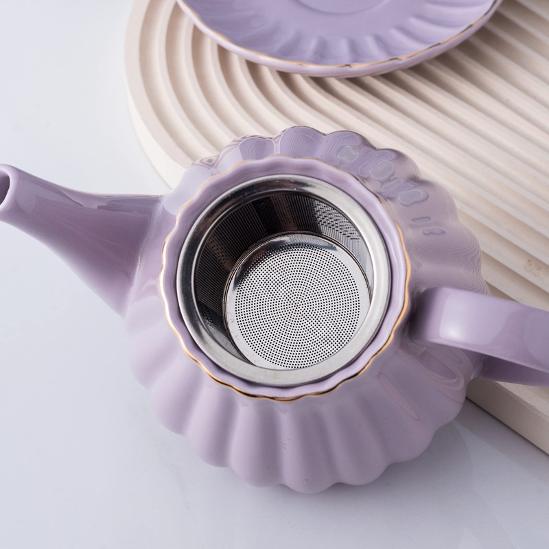 Jusalpha Serve for 6- Fine China Pink Coffee Cup/Teacup Set,