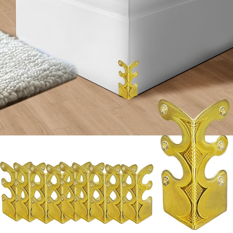 10PCS Solid Brass Skirting Board Corner Protectors, Skiffers Baseboard Corner