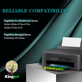Kingjet 972X Black Ink Compatible for 972X Ink Cartridges Replacement for HP 972X 972 972A Black Ink Work with PageWide Pro 477dw 577dw 577z 552dw 452dn 452dw 477dn Printer, 1 Pack