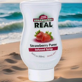 Reàl Infused Exotics Strawberry Reàl, Strawberry Puree Infused Syrup, 16.9 FL OZ Squeezable Bottle